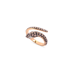 Anello Serpente oro rosa con diamanti bianchi e brown