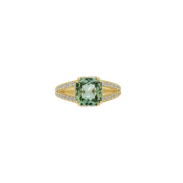 Anello in Oro con Diamanti e Tormalina Verde - immagine 2