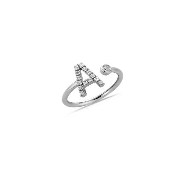 Anello oro bianco lettera A