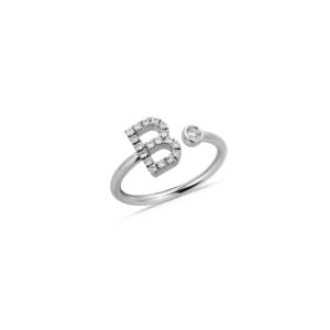 Anello oro bianco lettera B