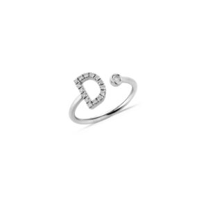 Anello oro bianco lettera D