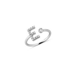 Anello oro bianco lettera E