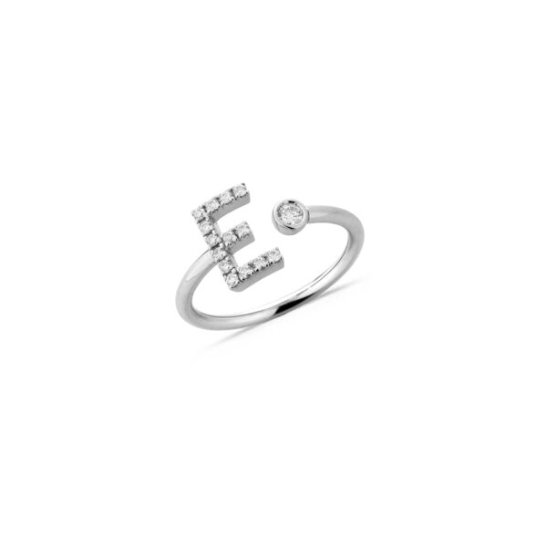Anello oro bianco lettera E