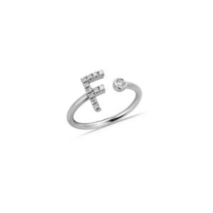 Anello oro bianco lettera F