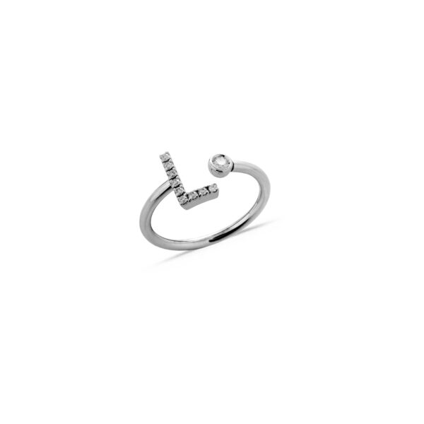 Anello oro bianco lettera L