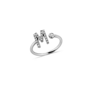 Anello oro bianco lettera M