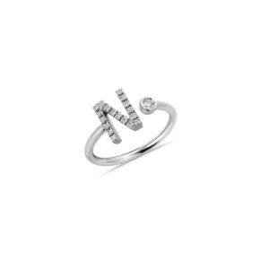 Anello oro bianco lettera N