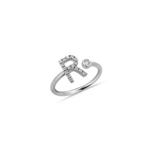 Anello oro bianco lettera R