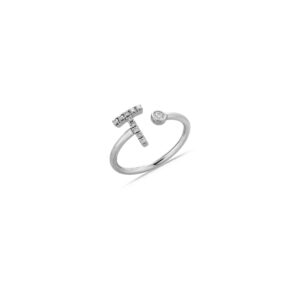 Anello oro bianco lettera T