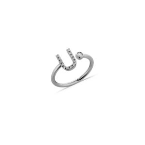 Anello oro bianco lettera U