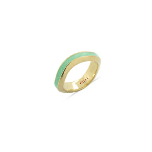 Anello Onda Oro Giallo Smalto Verde