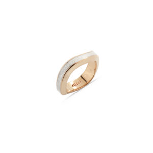 Anello Onda Oro Rosa Smalto Perla