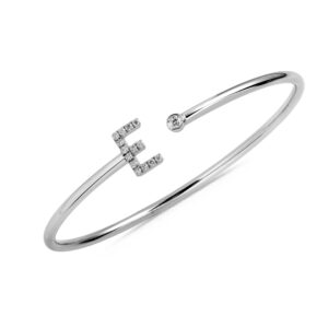Bracciale oro bianco lettera E