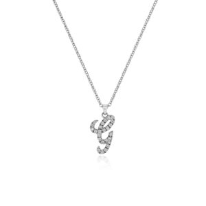 Girocollo Lettera “G” in Oro Bianco con Diamanti