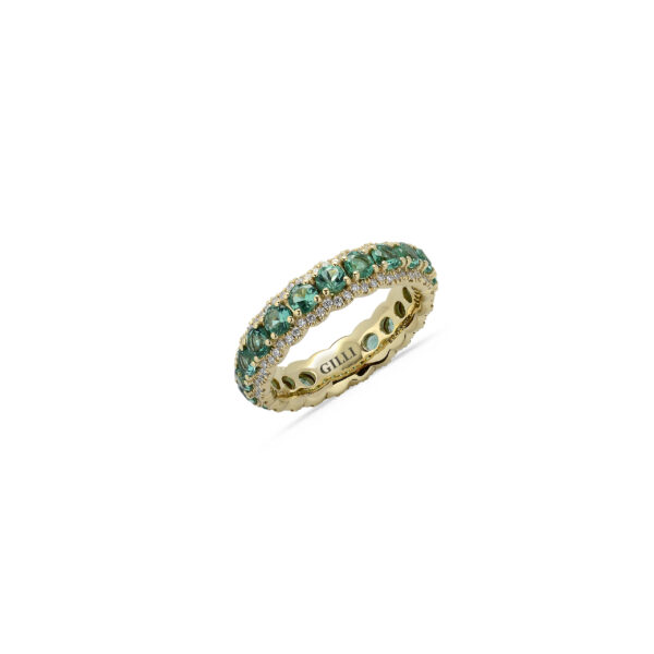 Anello Burano Oro Giallo con Diamanti e Smeraldi