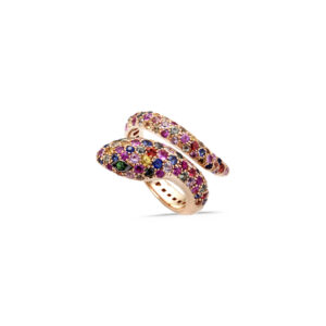 Anello Serpente Oro Rosa e Zaffiri Multicolor