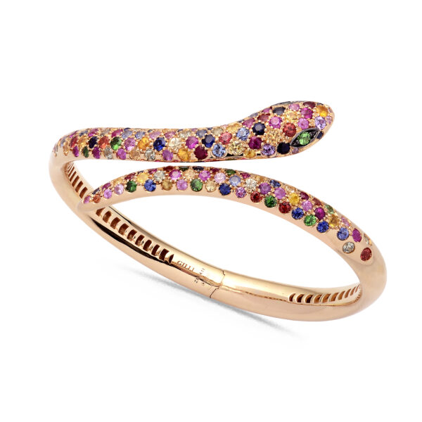 Bracciale Serpente Oro Rosa e Zaffiri Multicolor