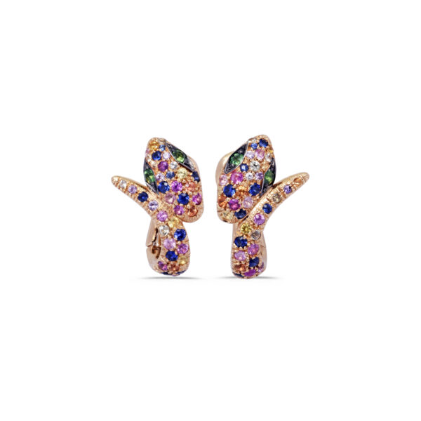 Orecchini Serpente Oro Rosa con Zaffiri Multicolor
