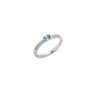 Anello mod 2232 in Oro Bianco Diamanti e Acquamarina