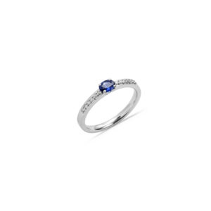 Anello mod 2232 in Oro Bianco Diamanti e Zaffiro blu