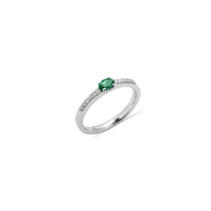 Anello mod 2232 in Oro Bianco Diamanti e Smeraldo