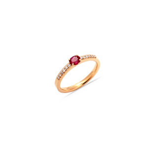 Anello mod 2232 in Oro Rosa Diamanti e Rubino