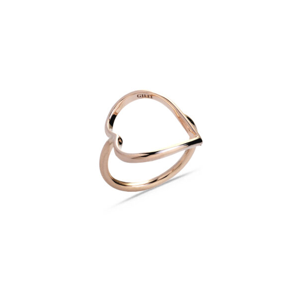 Anello Cuore con Canna in Oro Rosa