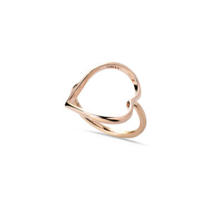 Anello Cuore con Canna in Oro Rosa