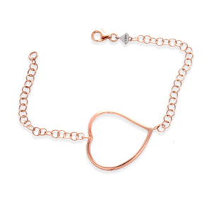Bracciale Cuore con Catena in Oro Rosa e Bianco
