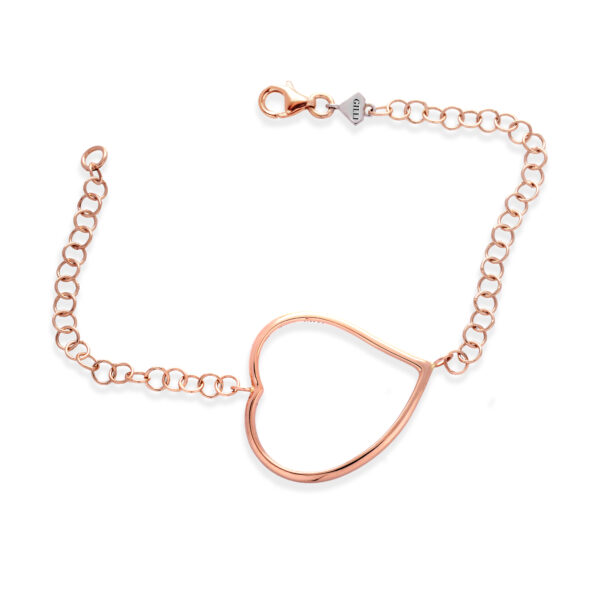 Bracciale Cuore con Catena in Oro Rosa e Bianco