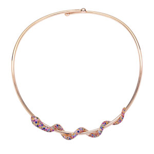 Collier Serpente Oro Rosa con Zaffiri Multicolor