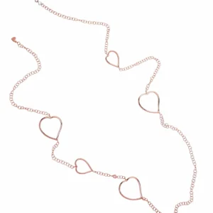 Collana Cuori Oro Rosa Lunghezza cm 75