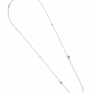 Collana Lettera P in Oro Rosa e Bianco con Diamanti Bianchi e Zaffiri Gialli