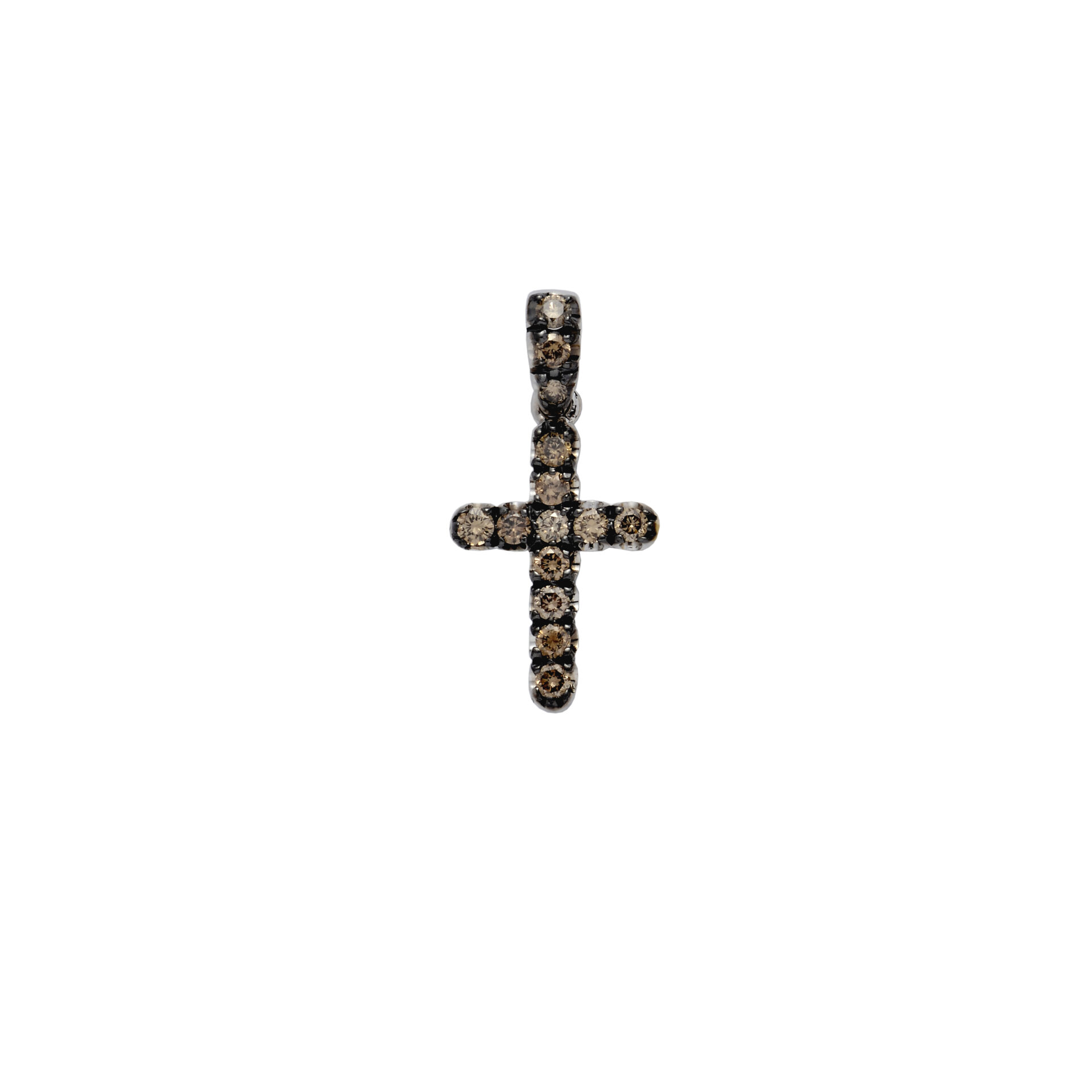 Ciondolo Croce mod 1731 Oro Bianco e Diamanti Brown