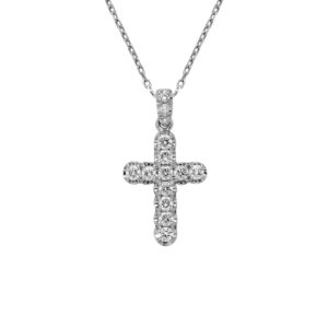 Girocollo Croce mod 1733 in Oro Bianco e Diamanti Bianchi