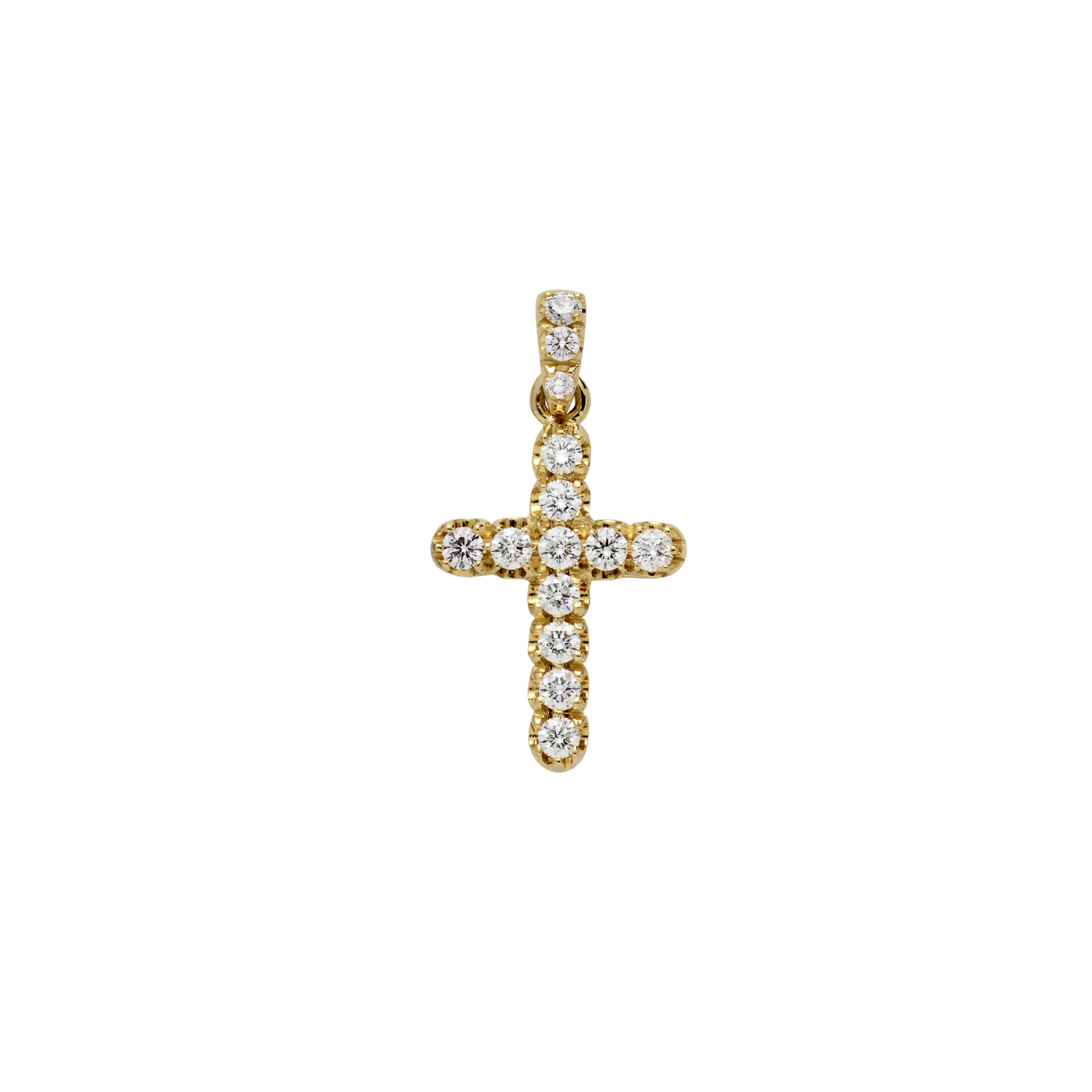 Ciondolo Croce mod 1732 Oro Giallo e Diamanti Bianchi