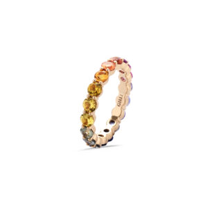 Fede Girodito in Oro Rosa con Zaffiri Multicolor