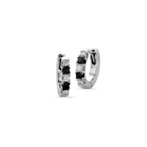 Orecchini Corsarino Oro Bianco Brunito e Diamanti Bianchi e Black