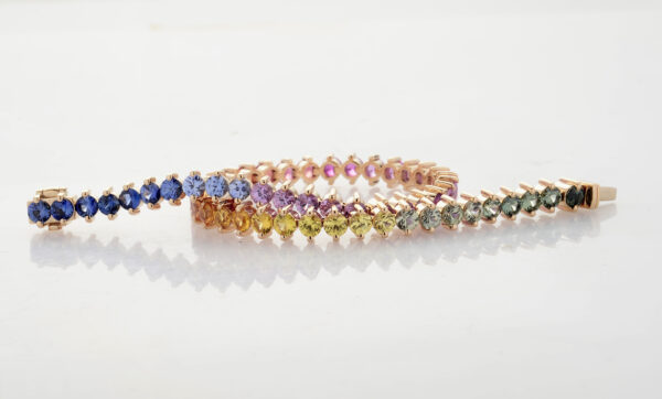 Bracciale Tennis oro Rosa con Zaffiri Multicolor - immagine 3