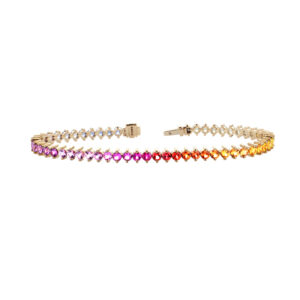 Bracciale Tennis oro Rosa con Zaffiri Multicolor
