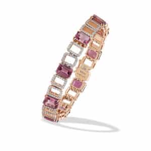 BRACCIALE ORO ROSA CON DIAMANTI E TORMALINE