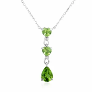 Girocollo Heart in oro bianco con diamanti e peridoto