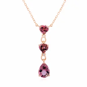 Girocollo Heart in oro rosa con diamanti e tormaline rosa