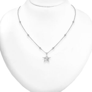 Girocollo oro bianco con diamanti e smeraldo