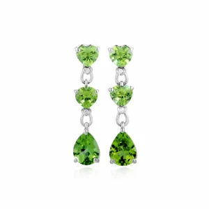 Orecchini Heart in oro bianco con diamanti e peridoto