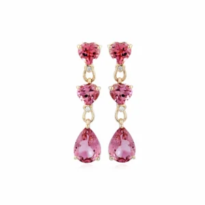Orecchini in Oro Rosa con Tormaline Rosa e Diamanti
