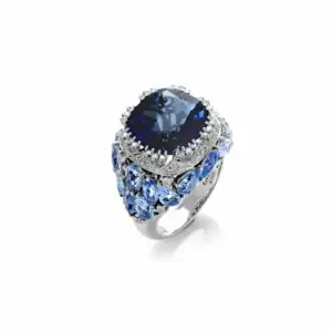 Anello Top London – Oro Bianco, Acquamarina e Diamanti