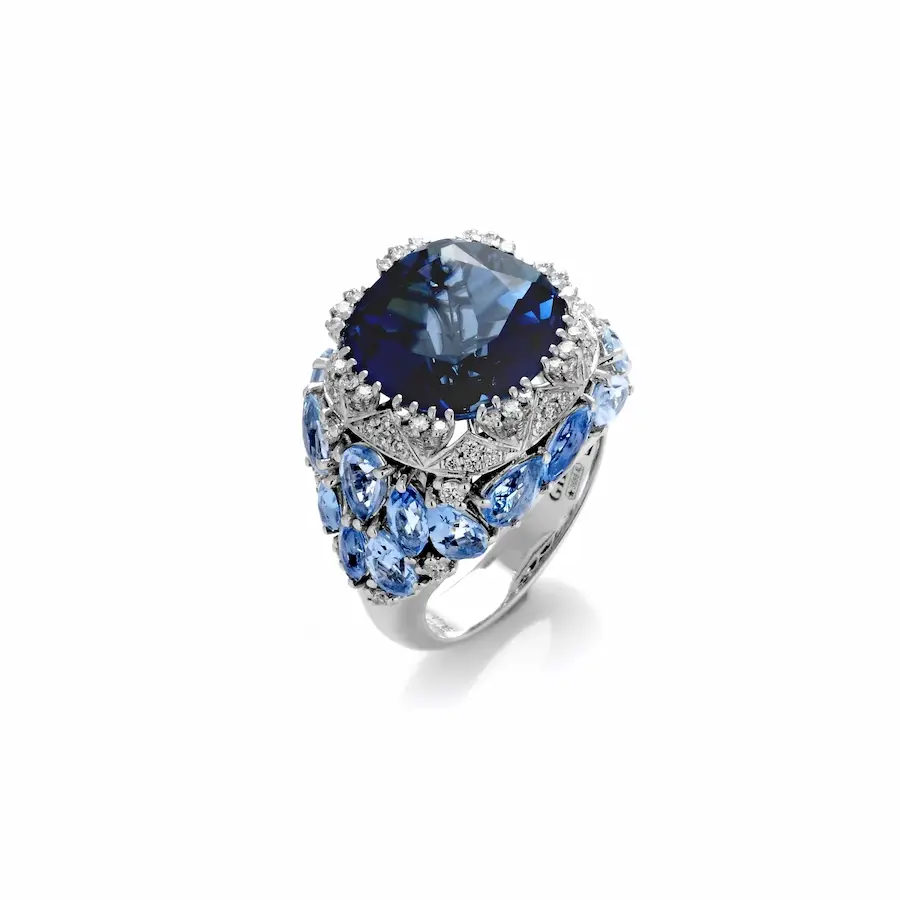 anello topazio London oro bianco