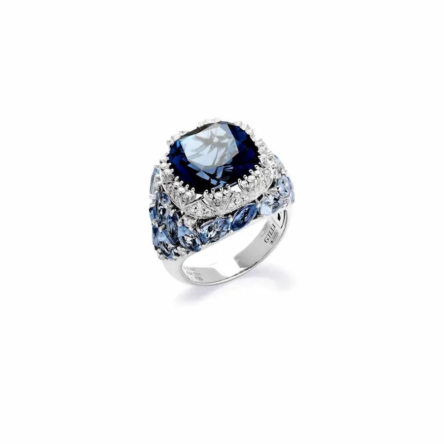 anello topazio London oro bianco